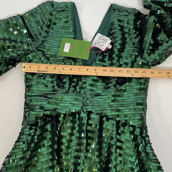 NWT Alden Adair Cher Tinsel Sequin Dress Size Small Emerald Green